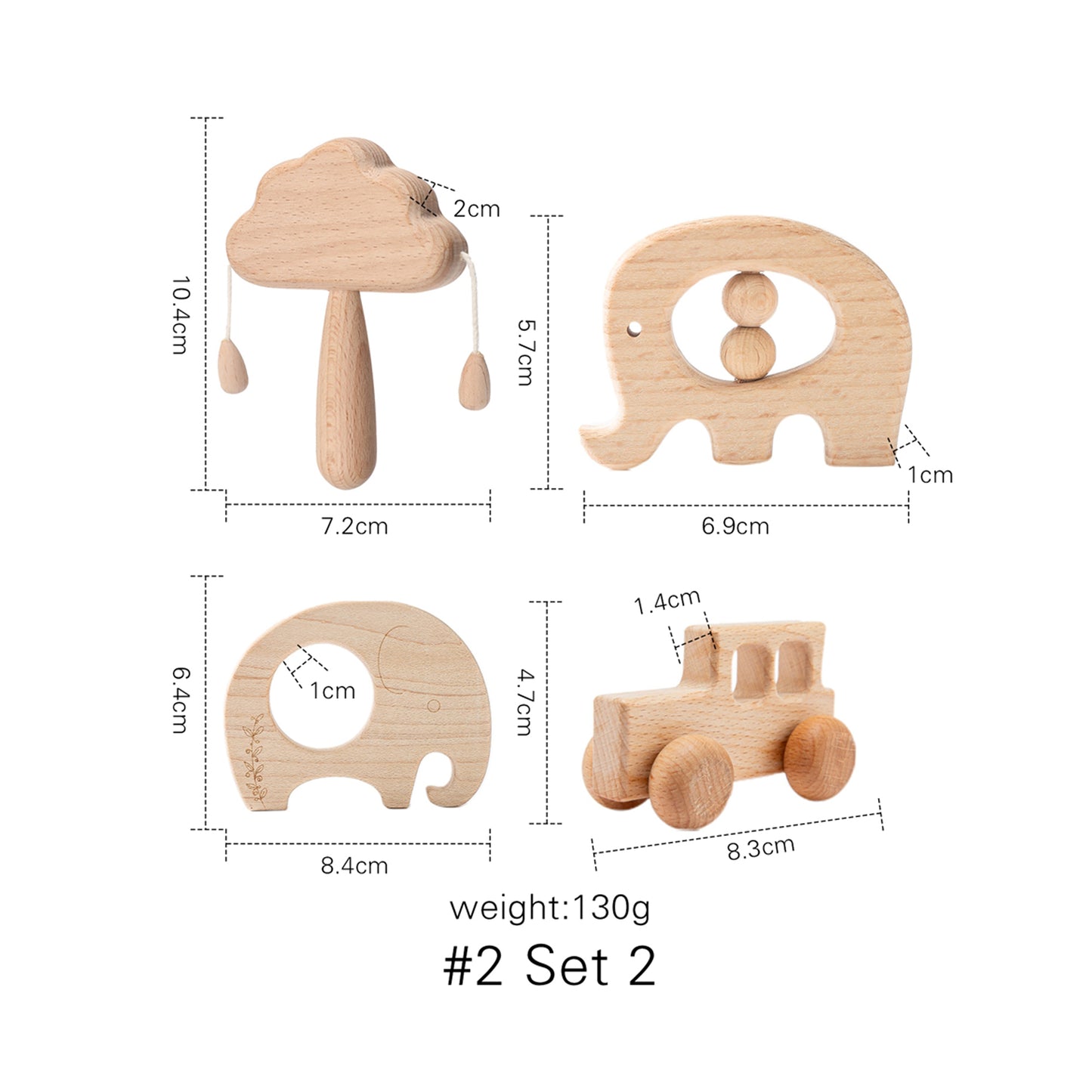 Montessori Wood Cloud Bell Ring Set