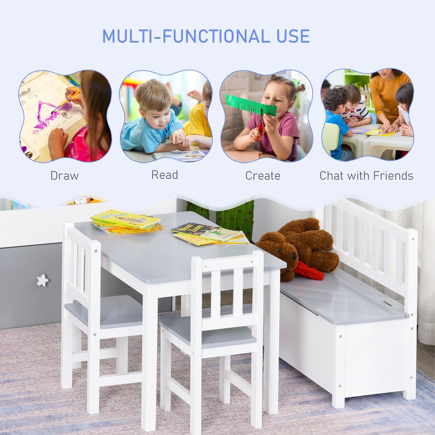 Kids Table and Chair Set With Storage