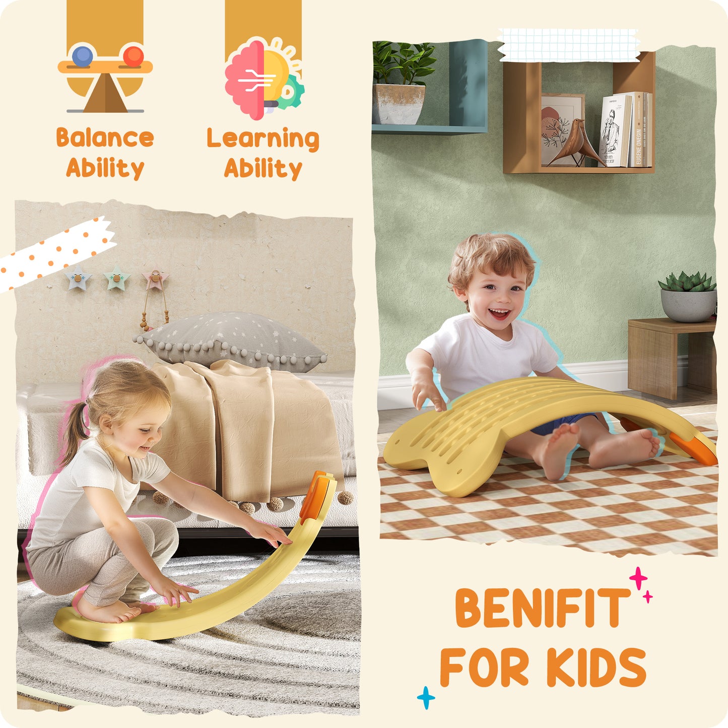 Balance Board for Kids - Yellow
