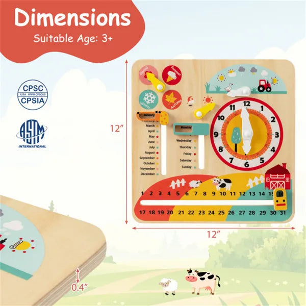 Wooden Time Learning Clock for Kids