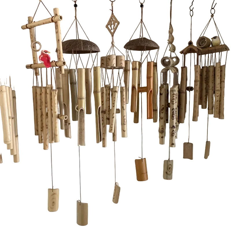 Bamboo Wind Chimes Ornaments Coconut Shell Covered Bamboo Wind Chimes