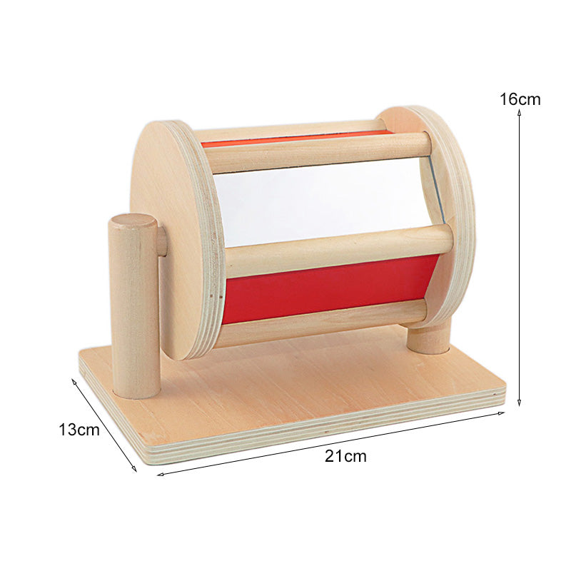 Mirror Wooden Textile Drum Montessori Toy