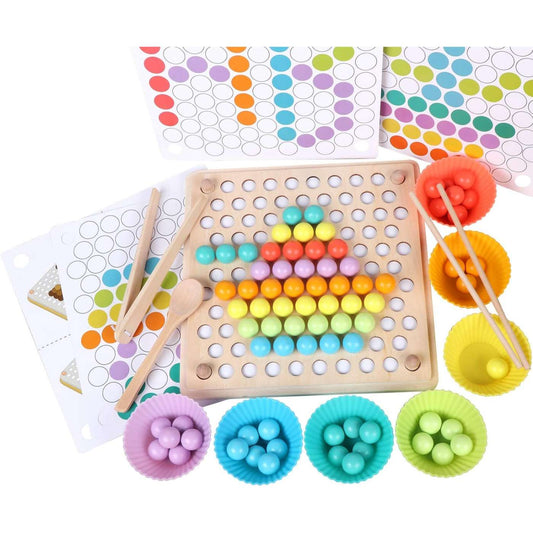 Wooden Peg Board Beads Game