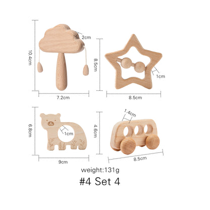 Montessori Wood Cloud Bell Ring Set