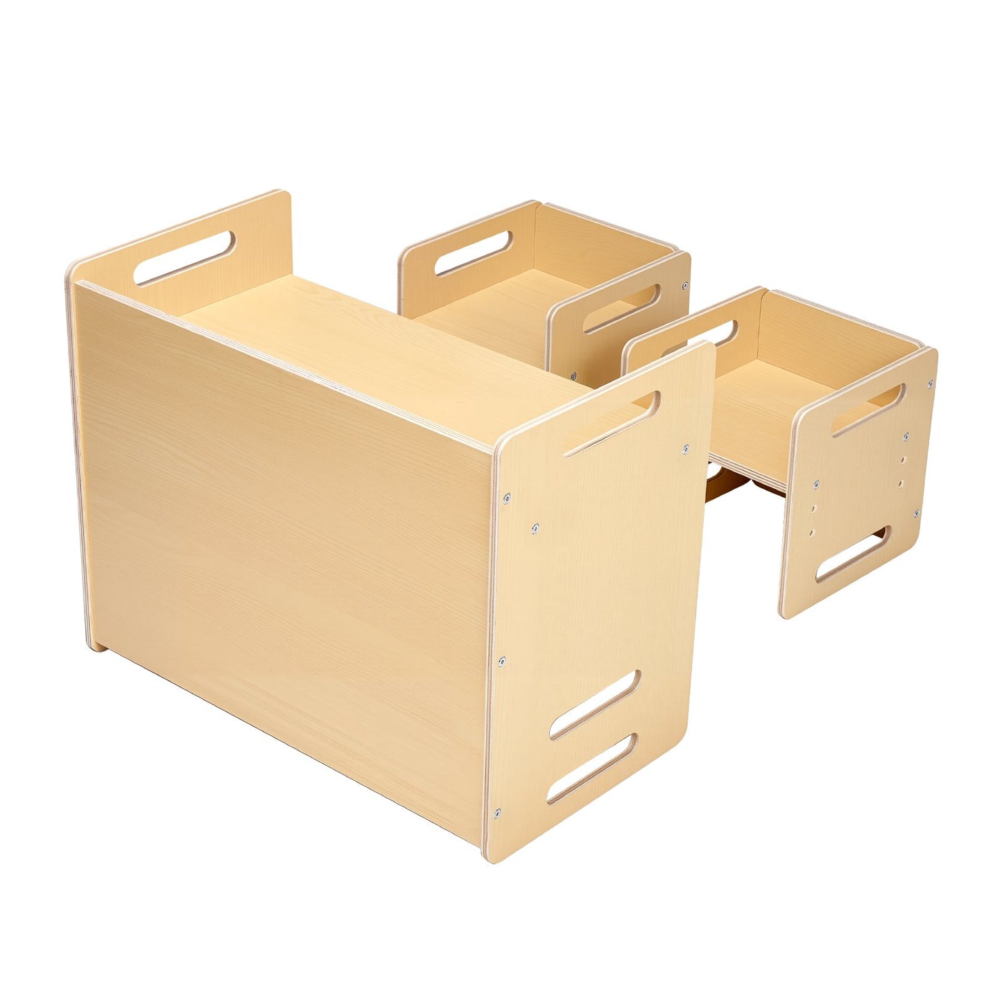 Montessori Weaning Table And Chair Set, Wooden Toddler Table And Chair Set With 2 Chairs, Adjustable Height Montessori Chair And Activity Table, Ideal For Reading, Eating, Playing - Natural