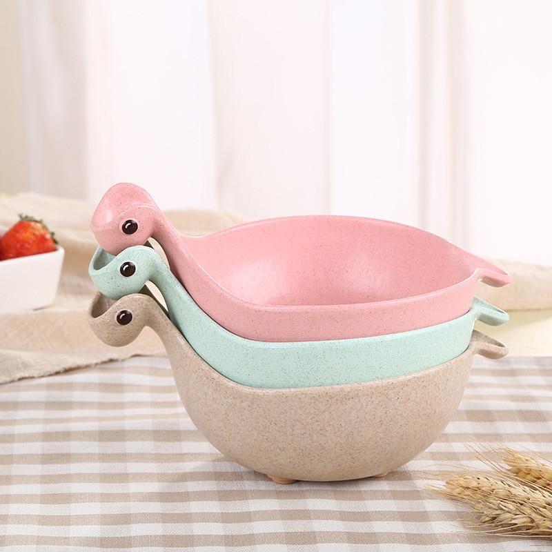 Cute Dinosaur Wheat Straw Bowl