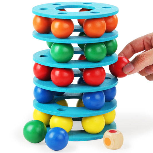 Rainbow Ball Tower Wooden Toy
