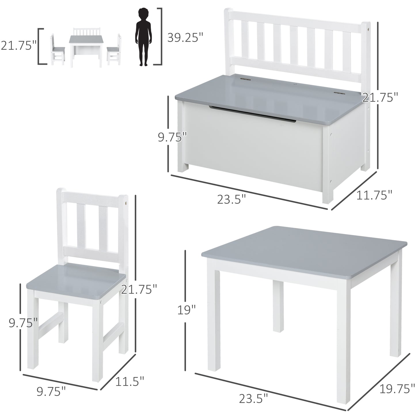 Kids Table and Chair Set With Storage
