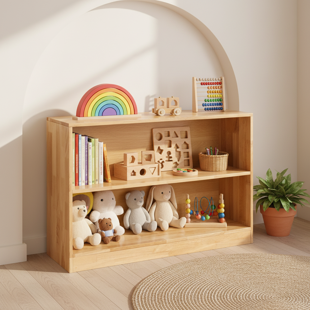 Montessori-Inspired 2-Tier Bookshelf & Storage Unit
