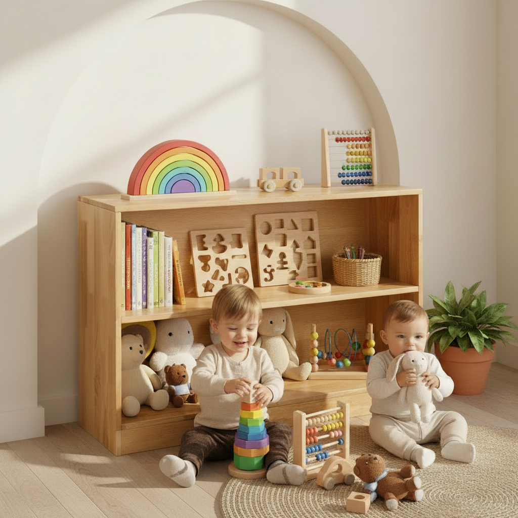 Montessori-Inspired 2-Tier Bookshelf & Storage Unit