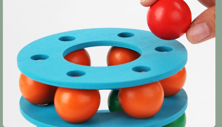 Rainbow Ball Tower Wooden Toy