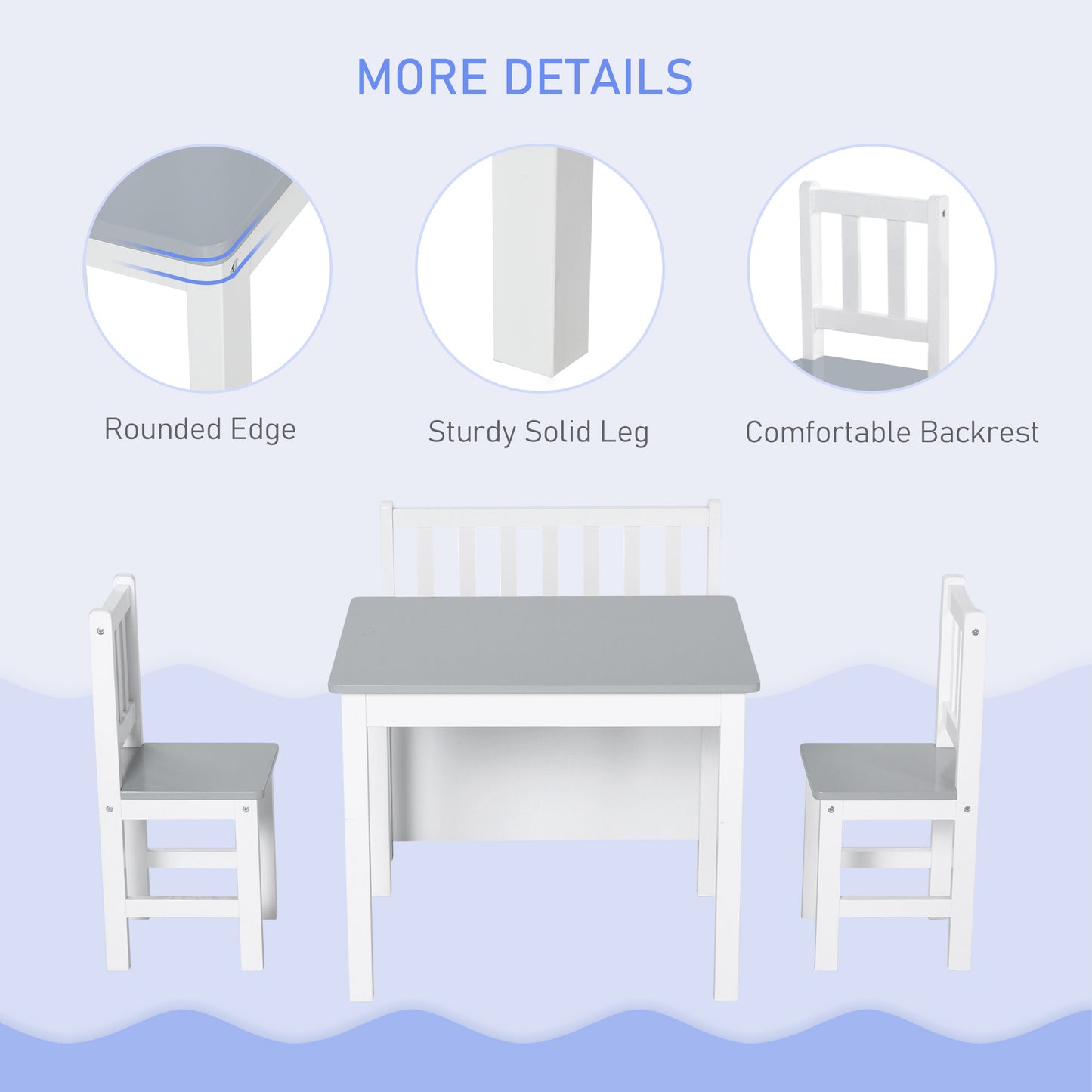 Kids Table and Chair Set With Storage