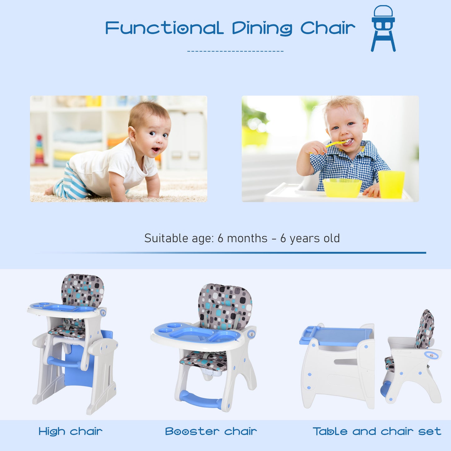 2-in-1 Convertible Baby High Chair