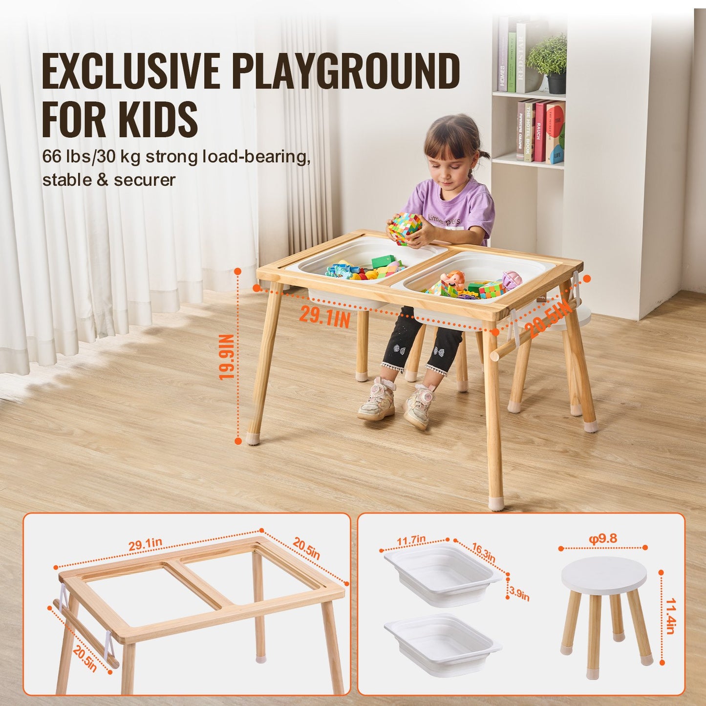 Wooden Kids Sensory Table Set