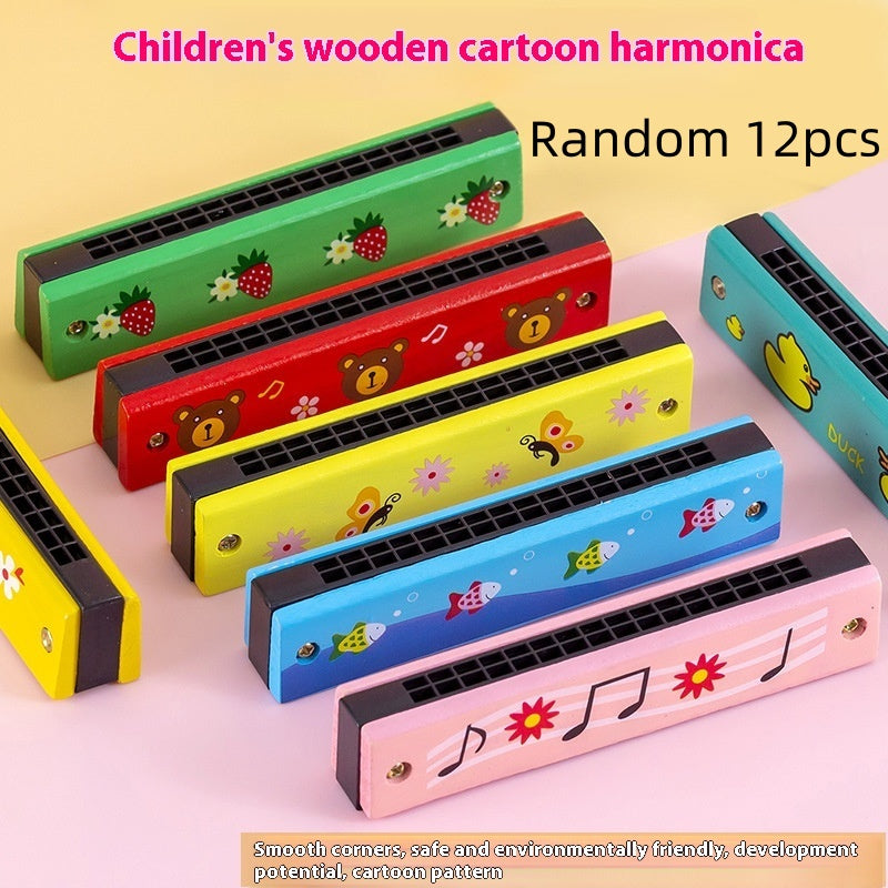 16-Hole Wooden Harmonica Toy
