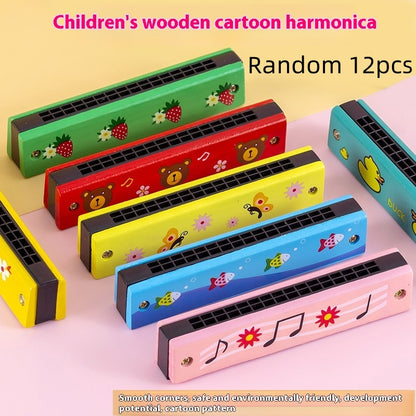 16-Hole Wooden Harmonica Toy