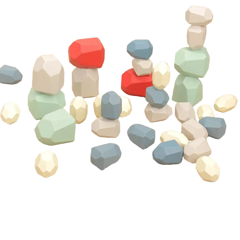 Wooden Stone Stacking Blocks Toys