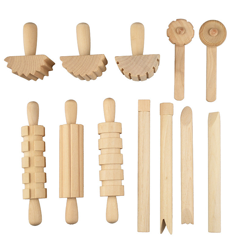 12-Piece Wooden Clay Modeling Tool Set