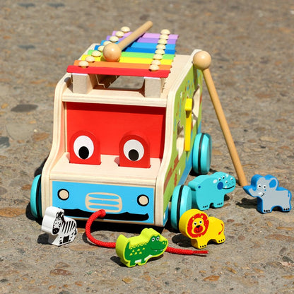 Wooden Drag Animal Concert Toy