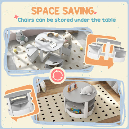 5-Piece Kids Table and Chair Set with Storage