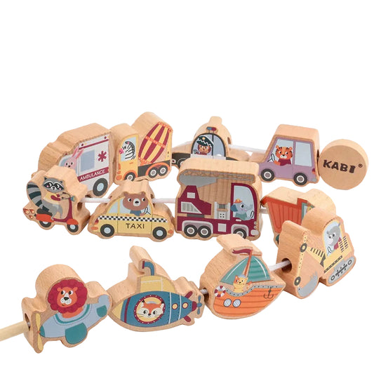 Wooden Traffic Threading Toy