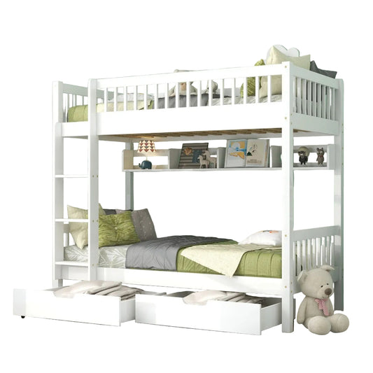 Kids Bunk Bed with Storage Drawers