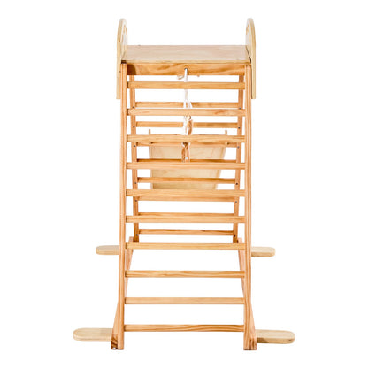 Indoor Playground Jungle Gym, 4-in-1 Wooden Indoor Playground Climbing Toys For Kids, Montessori Toddlers Climber Playset With Climbing Rock, Slide, Wooden Ladder & Gym Rings, 220LBS Loading