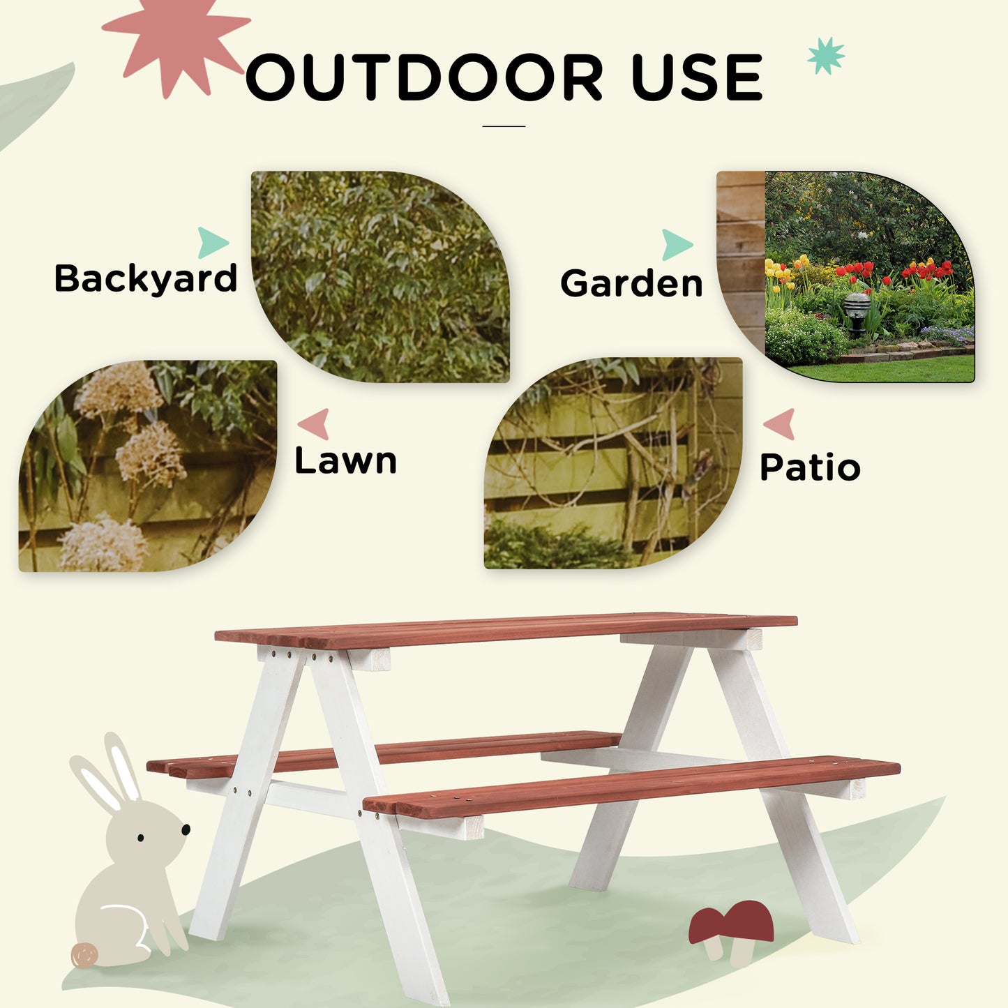 Wooden Kids Picnic Table Set