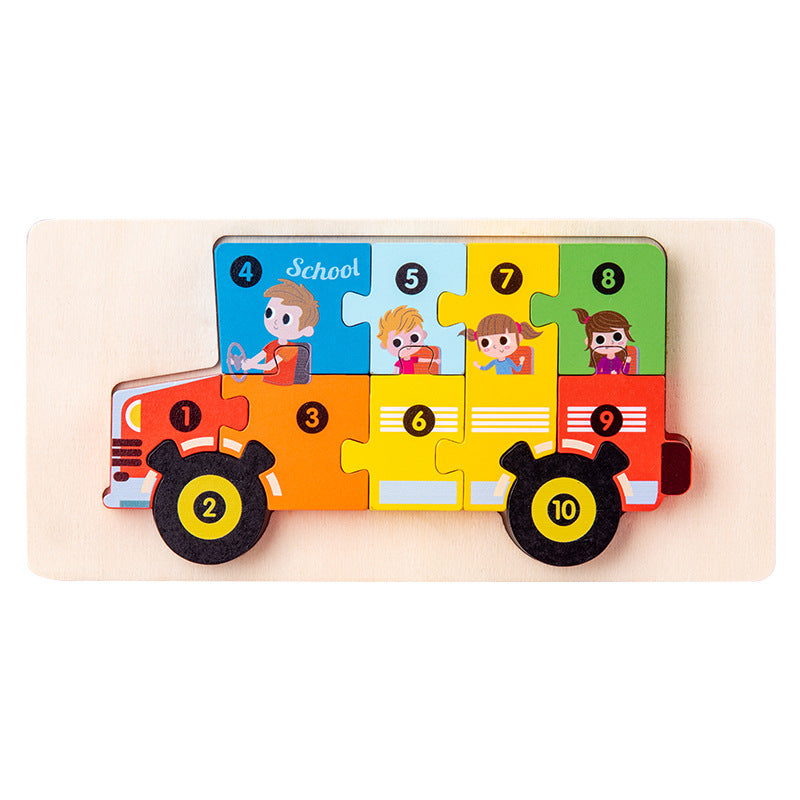 Wooden Animal &  Vehicle 3D Puzzle