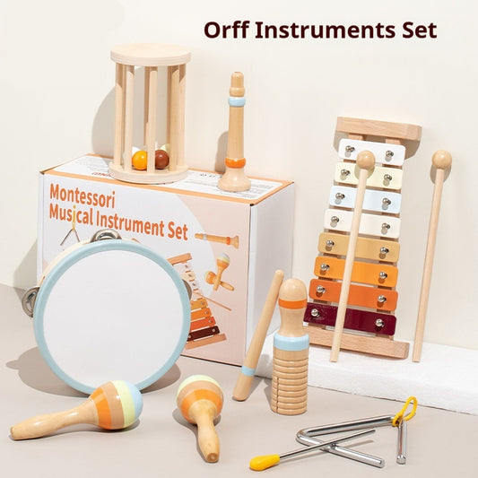 Children's Wooden Orff Musical Instrument Packages Vocal Music Enlightenment Science And Education