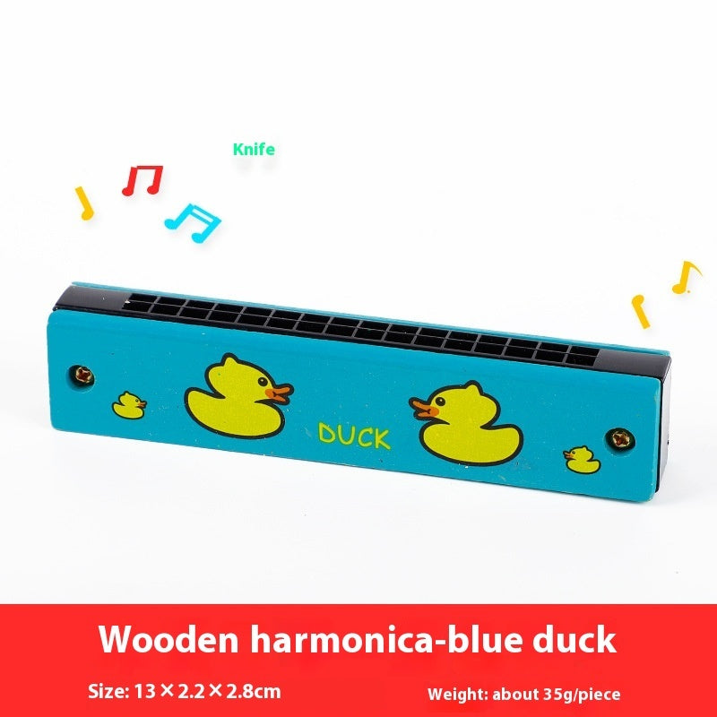 16-Hole Wooden Harmonica Toy