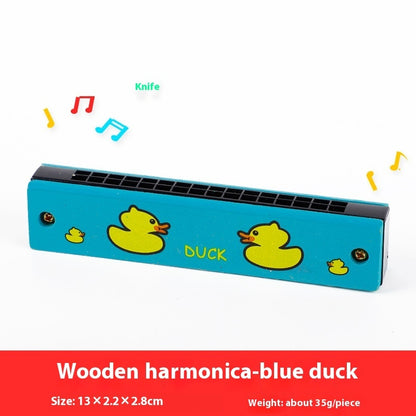 16-Hole Wooden Harmonica Toy