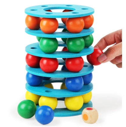 Rainbow Ball Tower Wooden Toy