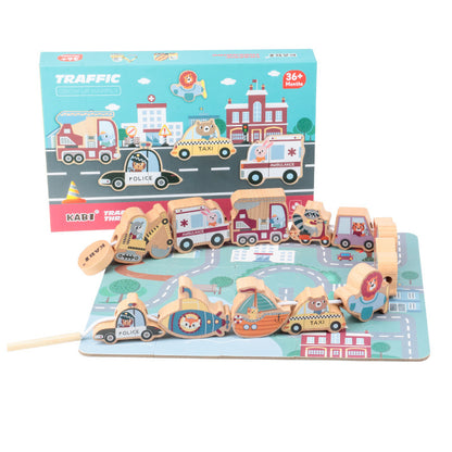 Wooden Traffic Threading Toy