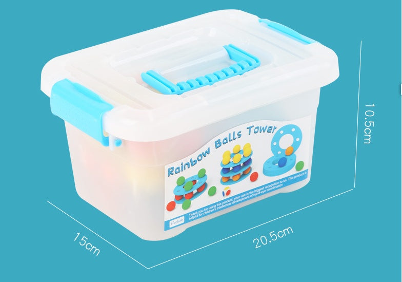 Rainbow Ball Tower Wooden Toy