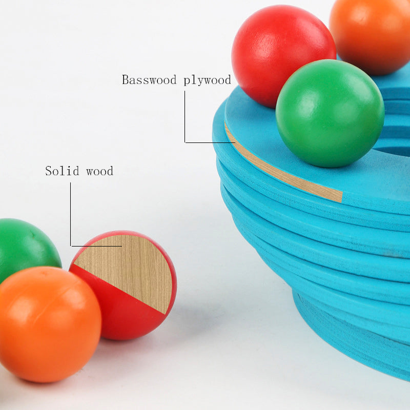 Rainbow Ball Tower Wooden Toy