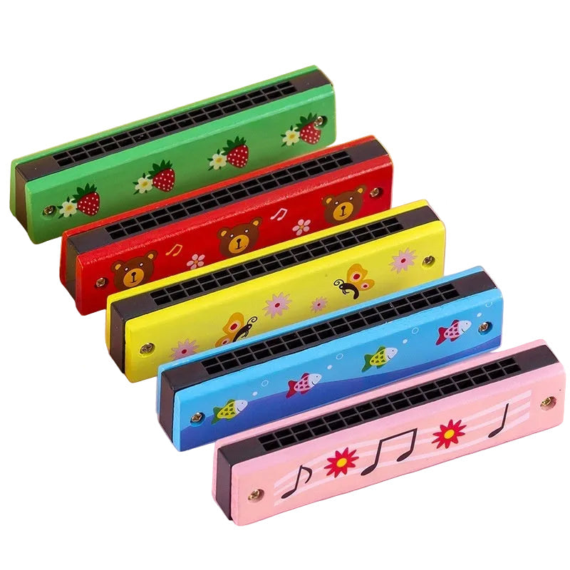 16-Hole Wooden Harmonica Toy