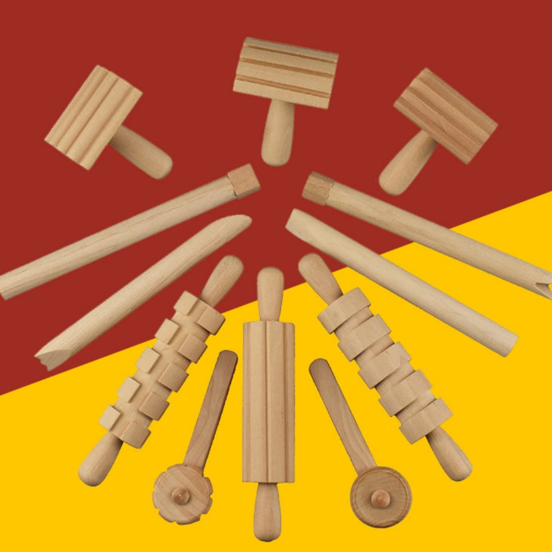 12-Piece Wooden Clay Modeling Tool Set