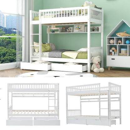 Kids Bunk Bed with Storage Drawers