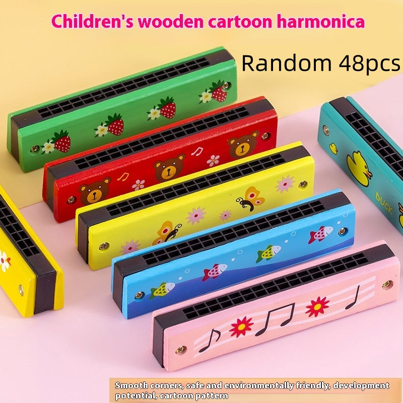 16-Hole Wooden Harmonica Toy