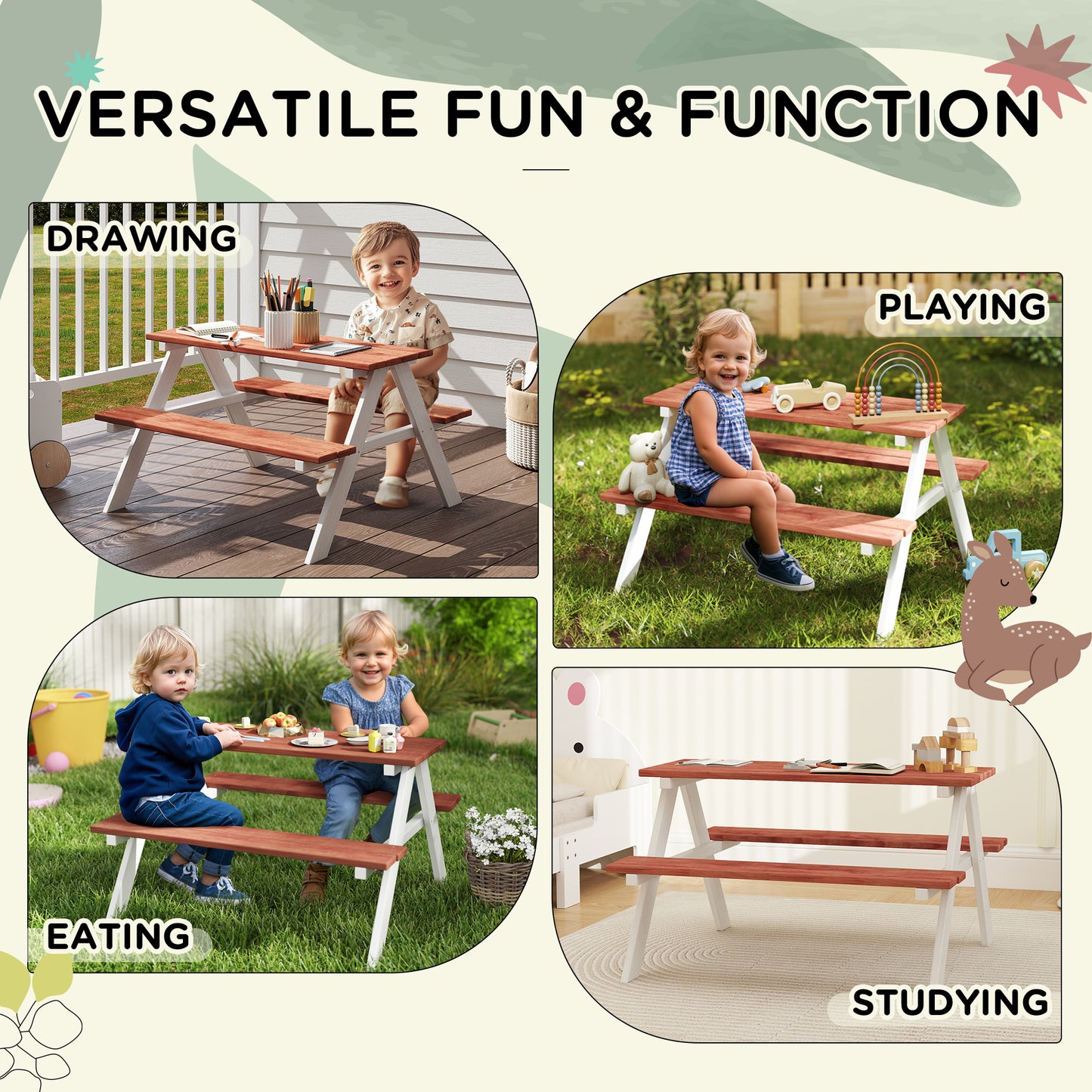 Wooden Kids Picnic Table Set